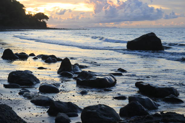 istock Beautiful beach view with rows of rocks on the beach 1924797166