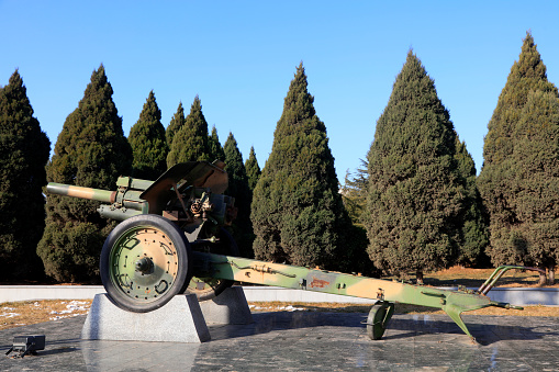 Self propelled artillery in the park