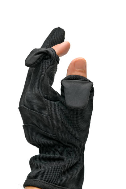 istock Black leather gloves isolated on white background 1924837741
