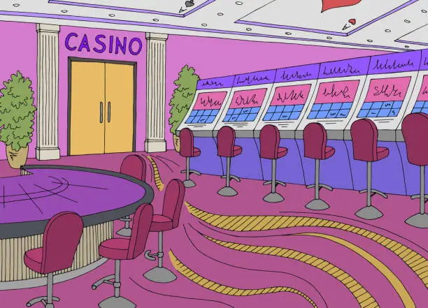 Vector illustration of Casino interior graphic color sketch illustration vector