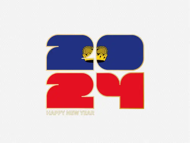 Vector illustration of Abstract numbers 2024 with flag of Liechtenstein.