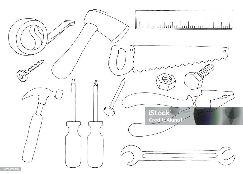 Vector Tool Set Tool Set Black White Isolated Graphic Illustration Vector Stock ...