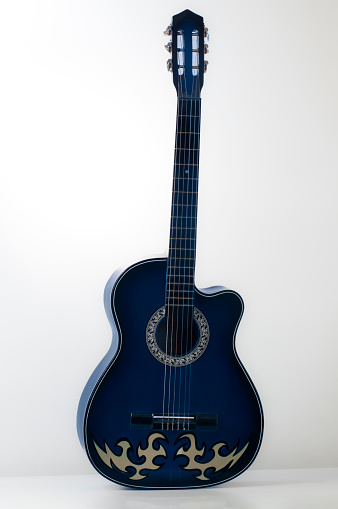 Blue Acoustic Guitars on White Background