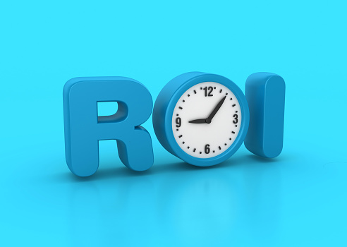 3D Word ROI with Clock - Color Background - 3D Rendering