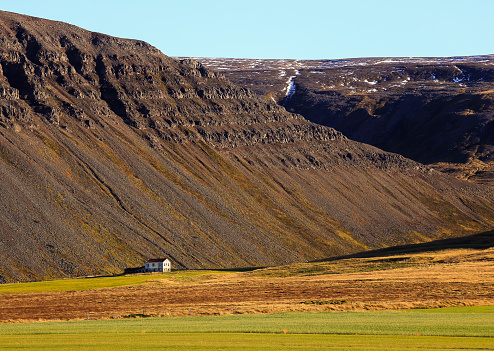 single house in the icelandic landscape