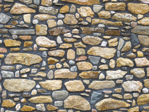 istock irregular texture of old yellow stone wall outside 1924977423