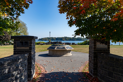 Gananoque on Lake Ontario, a port for The Thousand Islands boat tours.  The park near the tour boat pier.