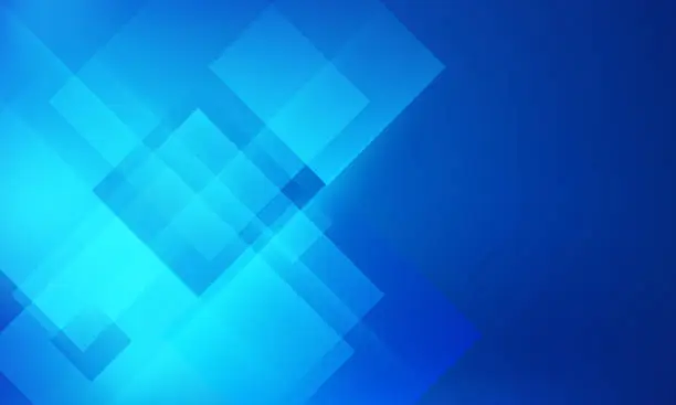 Vector illustration of Modern blue gradient geometric square shape abstract background