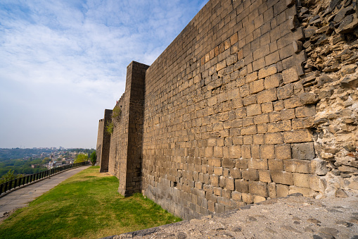 Walls of Diyarbakir city. The Fortifications of Diyarbakir are a set of fortifications enclosing the historical district of Sur in Diyarbakir.