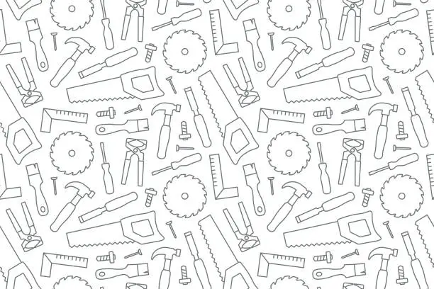 Vector illustration of seamless carpenter's tools pattern