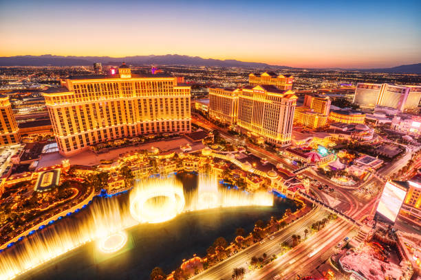 Las Vegas Strip Aerial View at Sunset - foto stock