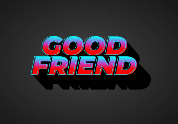 illustrations, cliparts, dessins animés et icônes de good friend. text effect in 3d look with gradient purple yellow color - backgrounds black black background gradient