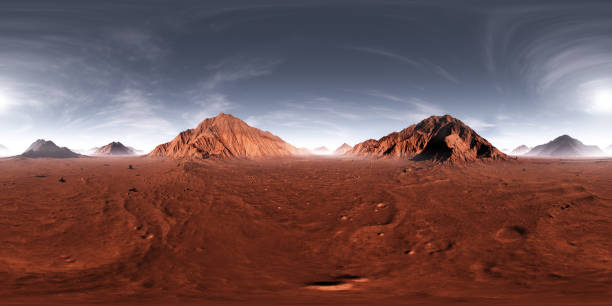 istock 360 HDRI panorama of Mars sunset. Martian landscape, environment map. Equirectangular projection, spherical panorama 1925090424