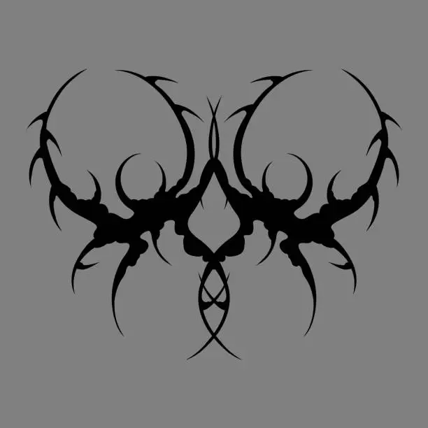 Vector illustration of Cyber sigilism design. Neo tribal gothic style tattoo.