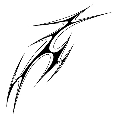 Cyber sigilism design. Neo tribal gothic style tattoo. Form with sharp spikes.