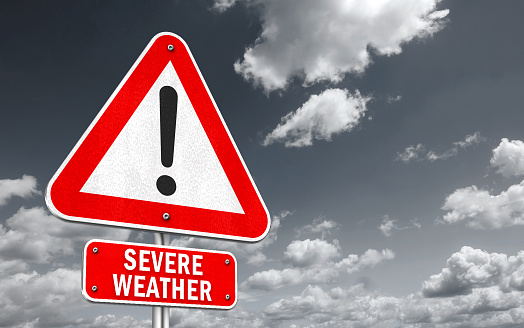 Road sign warning for Severe Weather