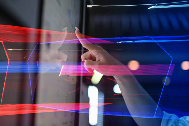 istock Woman touching the screen of self service kiosk 1925117351