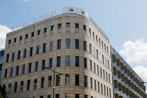 A low angle of an old white building of downtown New Orleans, Louisiana