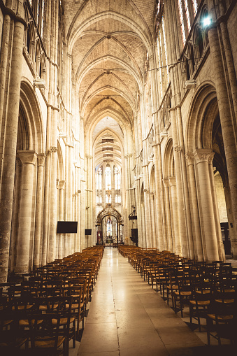 Interior of Cathedral Notre Dame d’Evreux, in the town of Evreux, west of Paris, France.