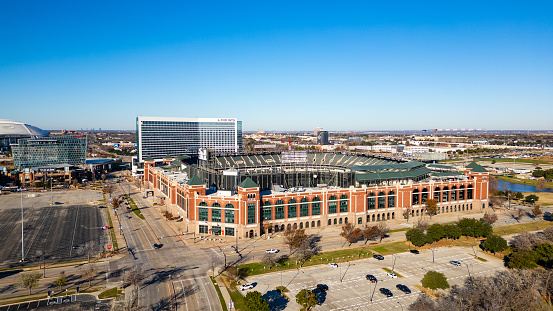 Arlington, TX - December 29, 2023: Choctaw Stadium, formerly Globe Life Park, is an American multi-purpose stadium in Arlington, Texas, between Dallas and Fort Worth.