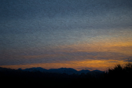 Adirondack mountains near Mirror Lake, Lake Placid, New York State. Painterly effect abstract image.