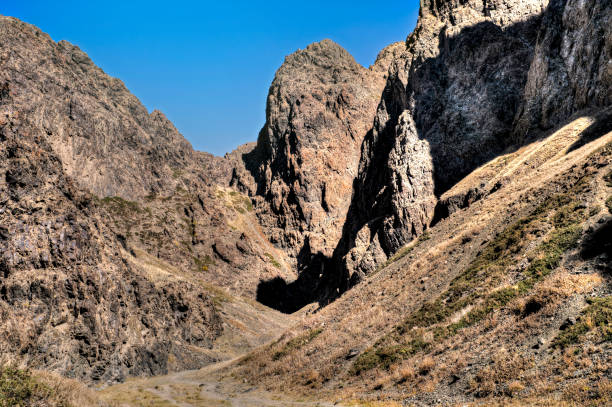 Almost dried up river within a steep and rugged gorge or canyon in the so-called \