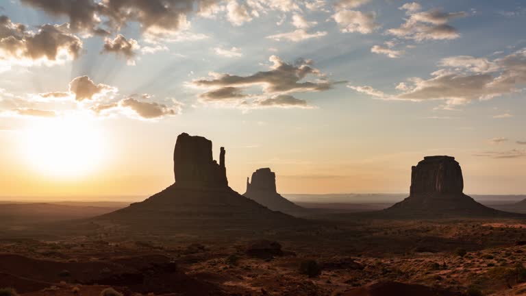 Monument Valley Sunrise View Time Lapse Pan L Arizona Southwest USA