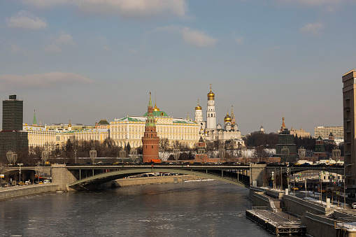 Moscow Kremlin and Moskva River, Russia. View from the Moskva River.