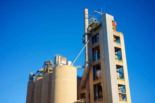 Outside view of a cement factory in Morata de Jalon, Zaragoza Province in Spain