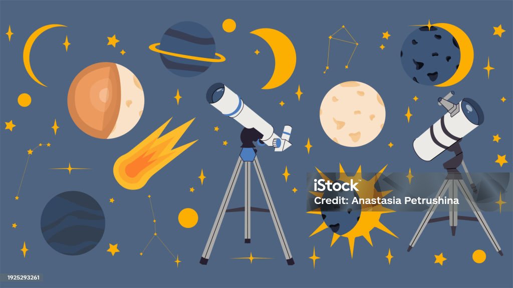 Simple Vector Illustration Space Setillustration In Minimalistic Style ...