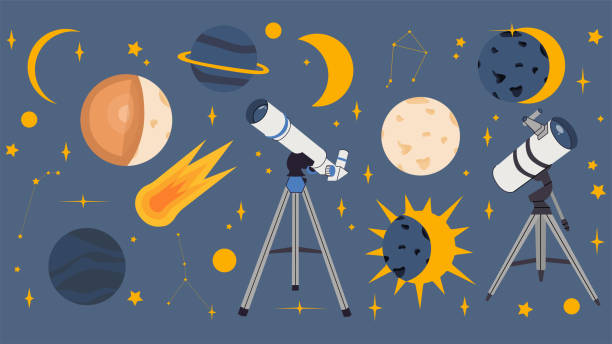 simple vector illustration space set.illustration in minimalistic style eclipse,constellation,planets,stars. - 動畫 幅插畫檔、美工圖案、卡通及圖標