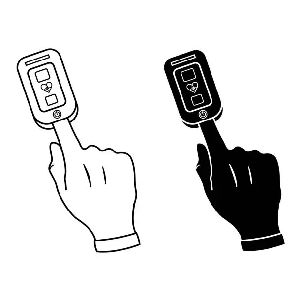 Vector illustration of Pulse Oximeter Icons on Finger