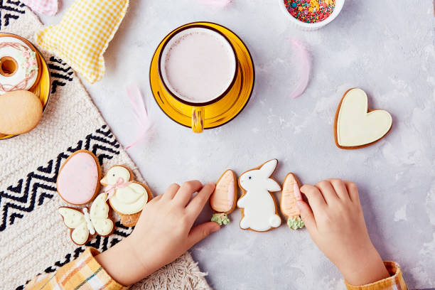 istock Delightful cocoa and cookies. Easter vibes for kids. Happy Easter background. 1925324573