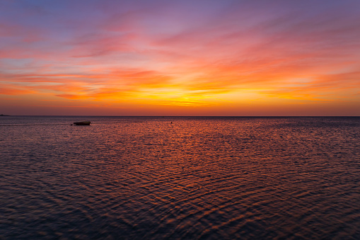 Magic sunset on Hikkaduwa coral beach, Sri Lanka