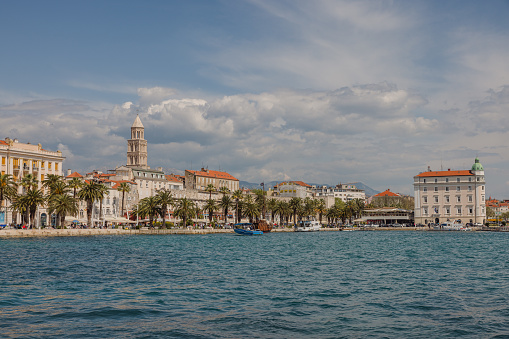Waterfront area of Split, Croatia, with Diocletian's Palace and old town.