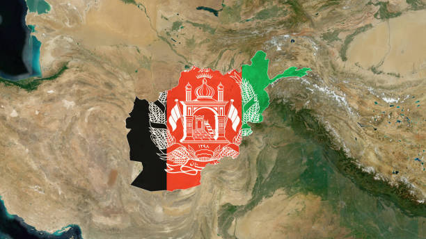 изображение карты флага афганистана - satellite view topography aerial view mid air стоковые фото и изображения