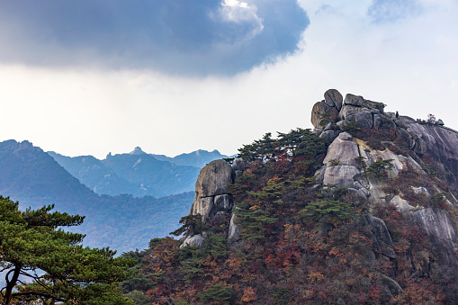 mountain peak at bukhansan national park in seoul province, south korea.