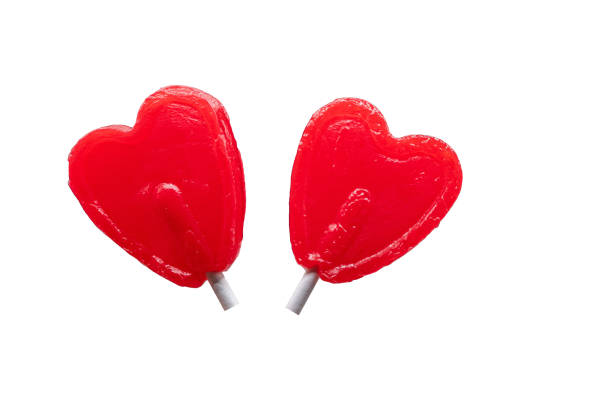 istock Two lollipop heart shape isolated. White background. valentine's day gift. 1925396992