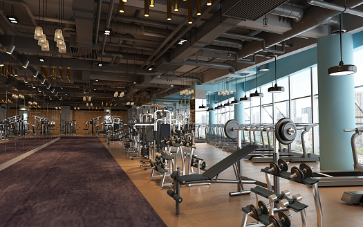 3d render gym fitness wellness center
