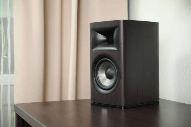 istock One sound speaker on table indoors. Space for text 1925413513