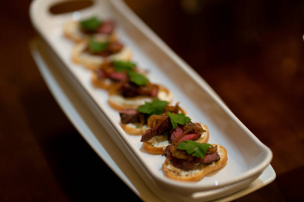 Close up photo of gourmet event food at event