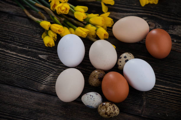 istock Celebrate Easter with Farm-Fresh  Eggs on a Rustic Wooden Backdrop - Traditional Goodness for Your Holiday Feast 1925539360