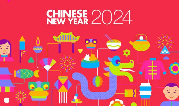 Vector illustration of Chinese New Year - Year of the Dragon 2024