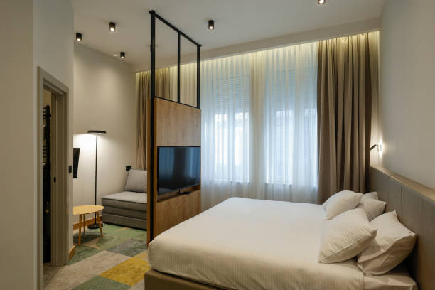 istock Interior of a hotel bedroom 1925568175