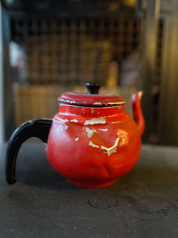 Antique red teapot