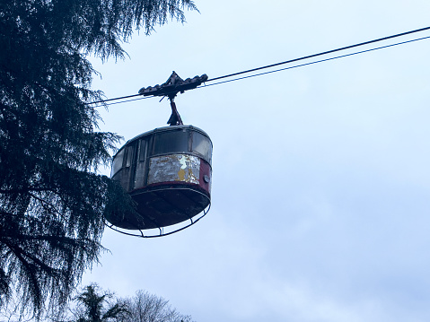 Mannheim, Germany: The ropeway connect the Spinellipark and the Luisenpark during federal horticulture and garden show (Bundesgartenschau BUGA Mannheim 2023).