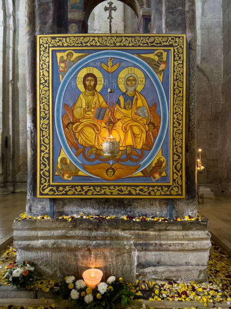 istock Icons on wall in Svetitskhoveli Cathedral, Mtskheta 1925616445