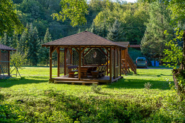 istock Comfortable and quiet gazebos , Beautiful gazebo in the woods 1925617583