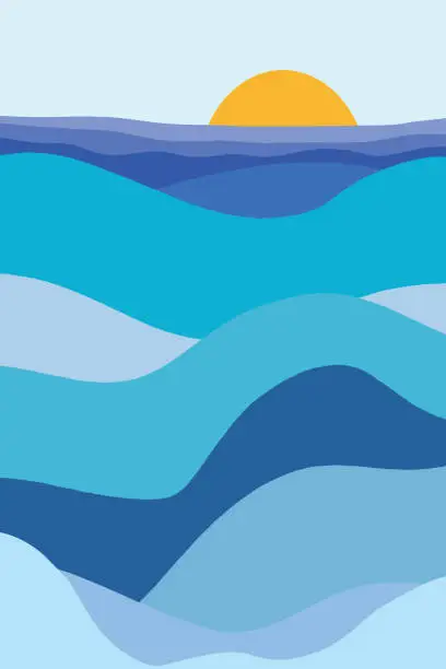 Vector illustration of Abstract blue wave