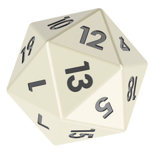 White twenty sided die, icosahedron dice. 3D rendering White twenty sided die, icosahedron dice. 3D rendering isolated on white background platonic solids stock pictures, royalty-free photos & images